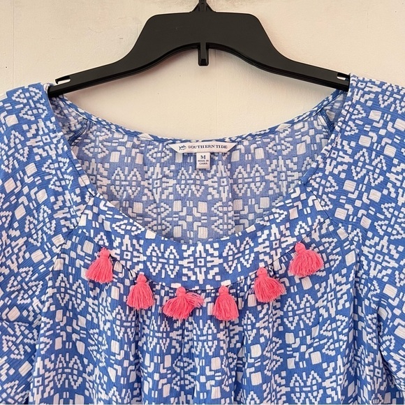 Southern Tide Charting Blue Abstract Delilah Flutter-Sleeve Top Size Medium - Picture 2 of 12